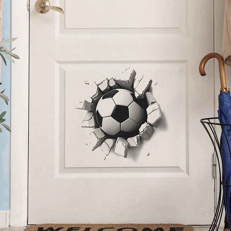 /KQM/Creative Broken Wall Football Wall Stickers Children's Room Background Decoration Mural Decoration Self-adhesive Decal
