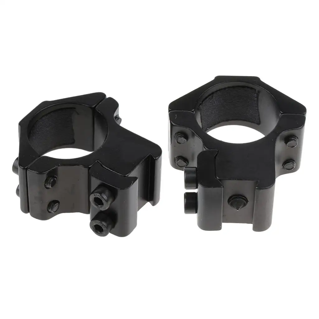 25.4mm 1\'\' Tube Clamp Ring Scope Mount Holder 11mm Rail with Hex Wrench for Installing Flashlight Torch (Black)- Low Profile
