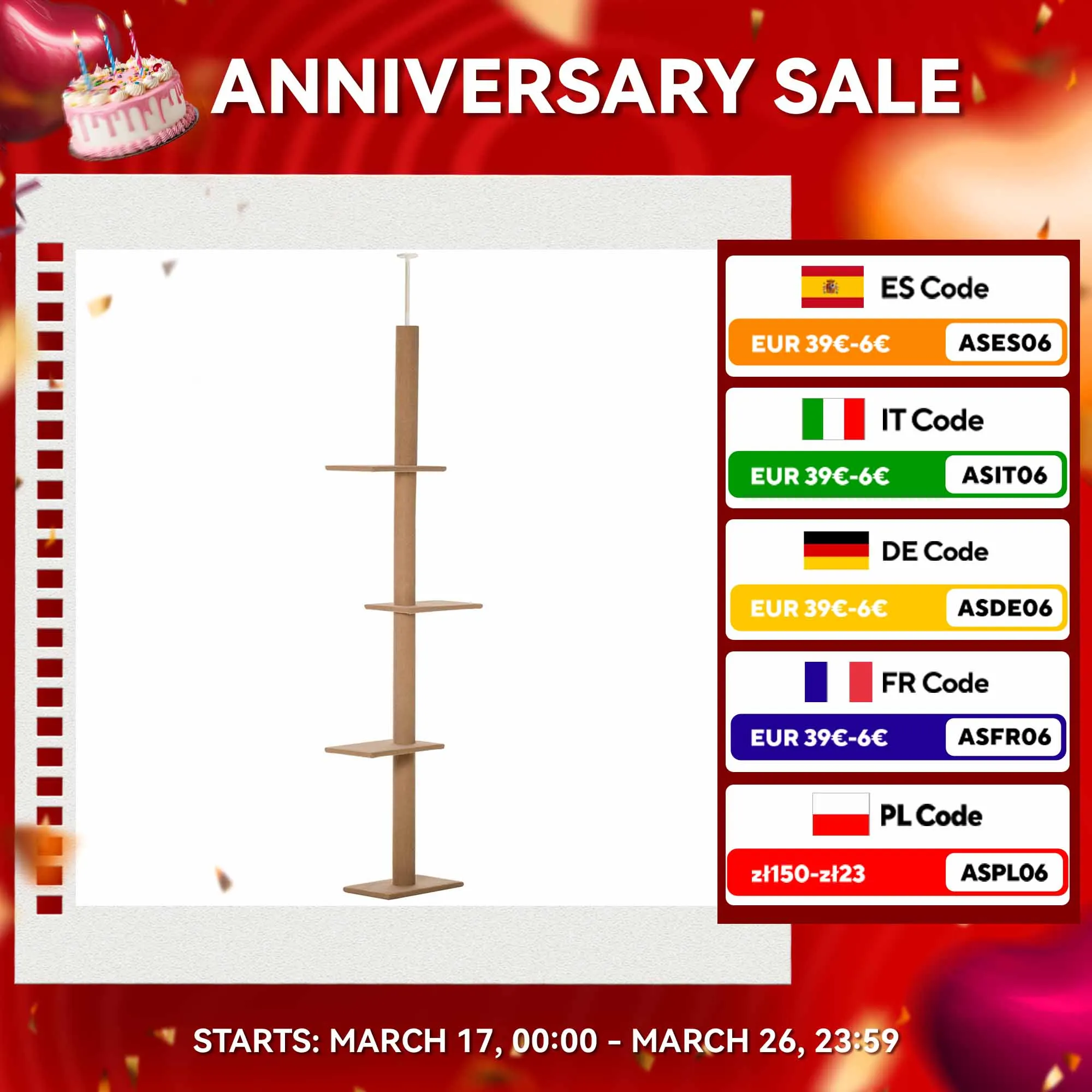 PawHut tiragraffi da pavimento a soffitto muslimcm con altezza regolabile