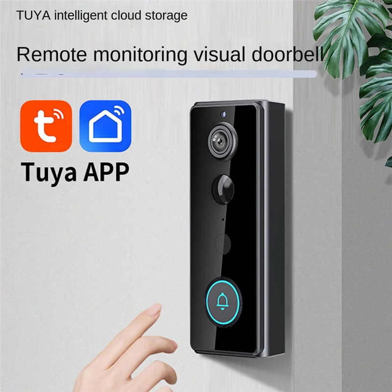 FFYY-Deurbelcamera Draadloos Buiten met bel,180 °   Head-to-Toe View, 2K videodeurbel zonder abonnement, Tuya 2,4 Ghz wifi