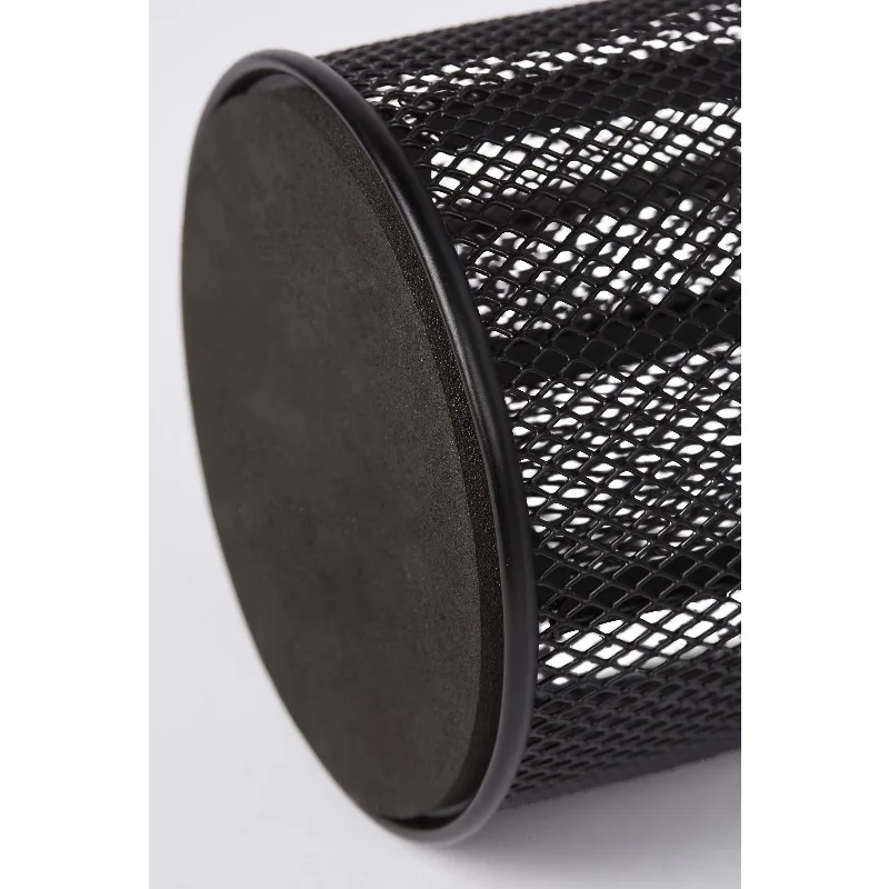 Pencil Holder, Metal Inclined Mesh Pen Cup, Black, 3 Compartments
