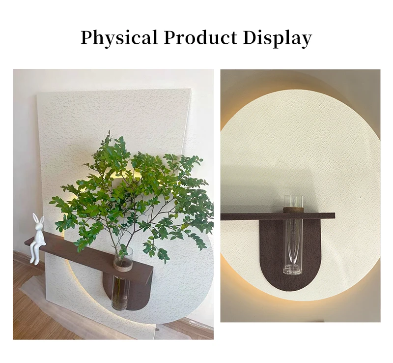 Modern Vertical Home Decor Mural Sandstone Textured LED Illuminated Panel with White Frame Vase Decorative Painting Technique