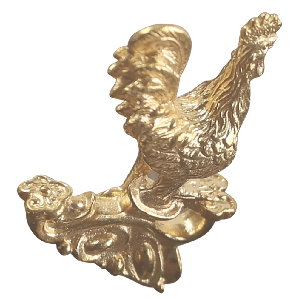 Adornos de gallo de latón chino, decoración Yuanbao para sala de estar, estatuas de escritorio, decoraciones para el hogar, mesa de cobre dorada