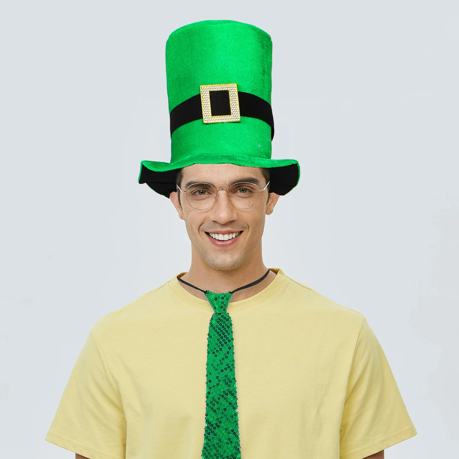 Ensemble d'accessoires de Costume Shamrock pour la saint-Patrick, 1 ensemble, chapeau vert, cravate, Badge, Bracelet, fournitures de fête, accessoires de fête de célébration