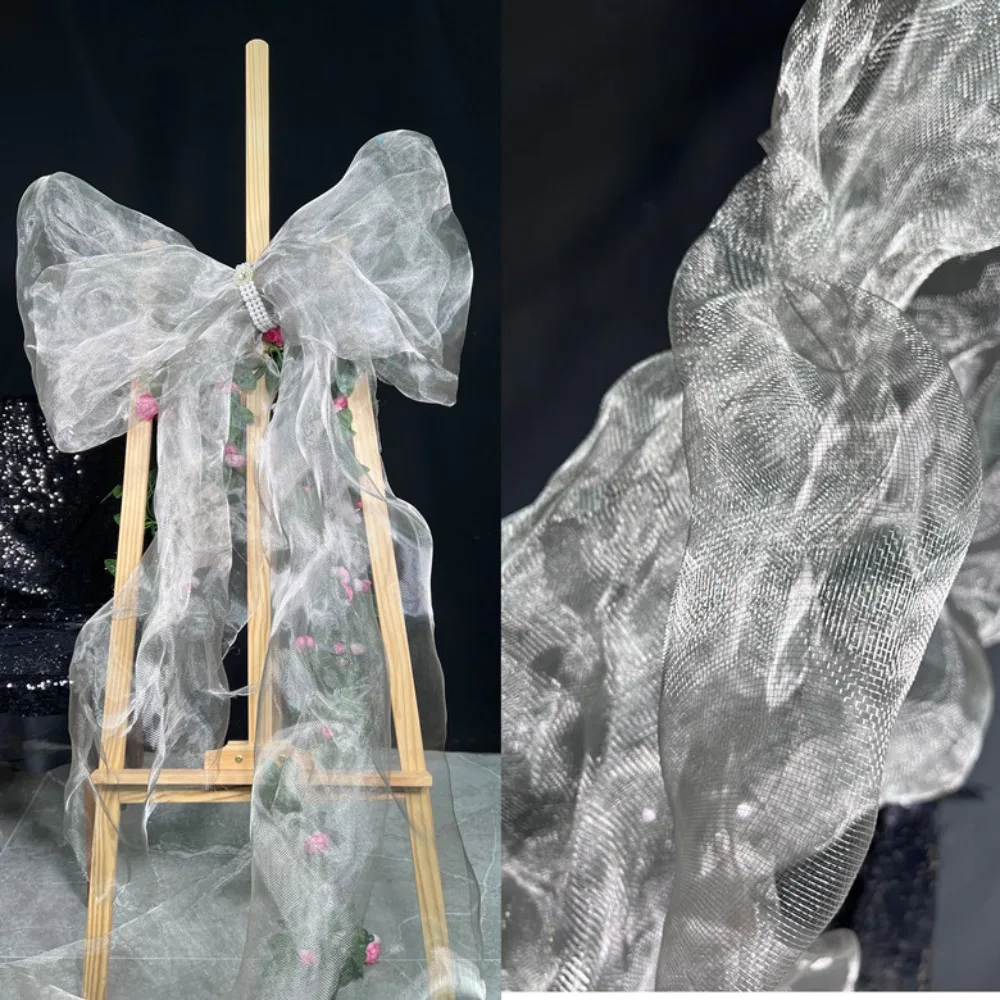 

New Cloud Fog Mesh Bright Organza Fabric Pleated Shape Art Background Hard Mesh Cloth DIY Decoration Mesh Texture Shapeable Wire