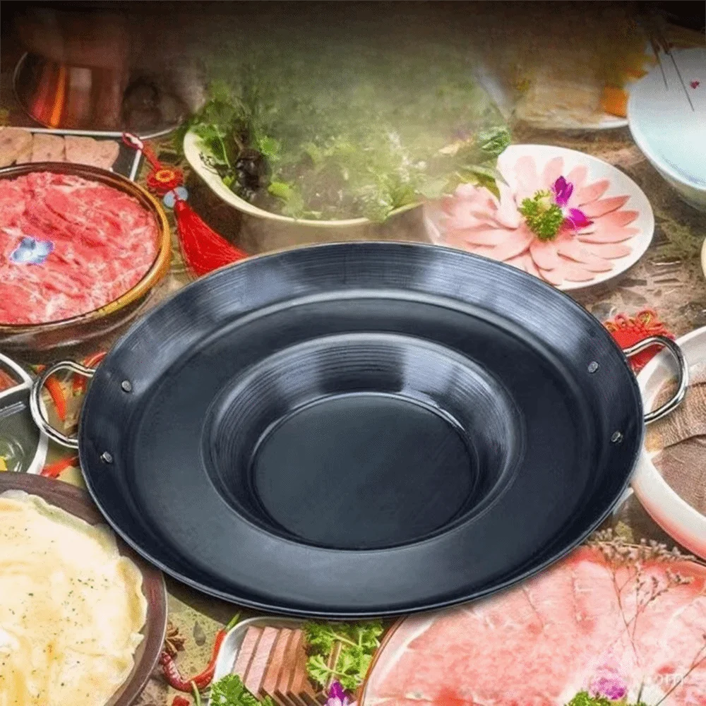 

Nonstick Metal Frying Pan Anti-scald Concave Shape Griddle Pan with Handle Round Efficient Heat Distribution Kitchen Cookware