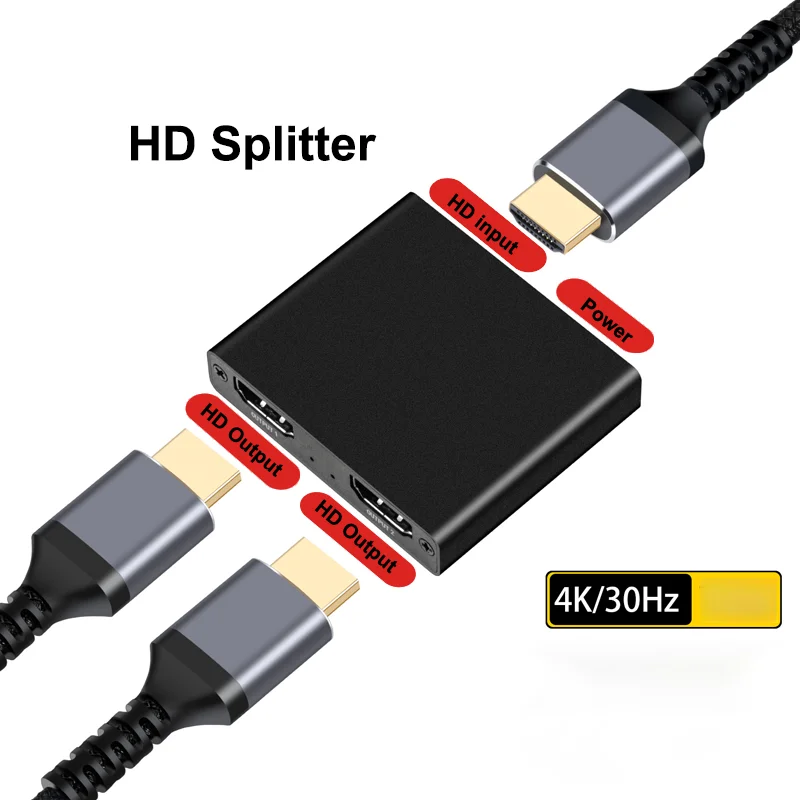 HDMI 호환 분배기, 4K 3D 듀얼 포트, 1 in 2 out 오디오 비디오 분배기, LCD TV 박스 PS4 HD 스플리터