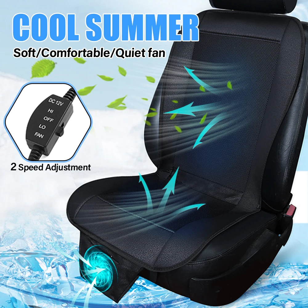 12v preto/cinza carro verão almofada de resfriamento ventilador ventilação almofada assento de carro refrigeração isqueiro controlador