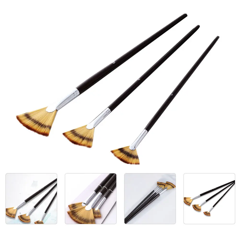 مجموعة فرش طلاء مكونة من 3 قطع خفيفة الوزن ومحمولة للرسم الزيتي من الأكريليك بالألوان المائية وشعر نايلون جرافيتي فني #2