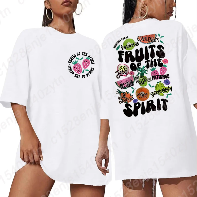 

Vibrant Fruits & Letter Graphic Tee, Short Sleeve, Crew Neck, Casual Tees For Summer & Spring, Women's Oversized T-shirts