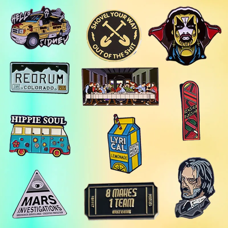 The Latest Movie Character Badges World-famous Paintings Plate Number Skateboarding Type Brooch Applied To Clothing Backpack Pin