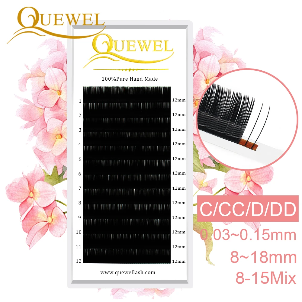 Quewel Individual Eyelash Extensions False Mink Lash Professional Lashes Wholesale Single EyeLashes Makeup Cilia Light Soft