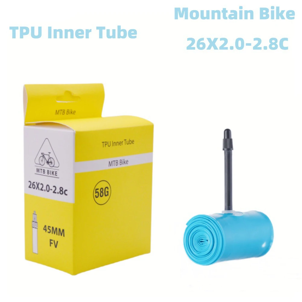 Camera d'aria per bicicletta da strada TPU Camera d'aria per bici ultraleggera 26/27.5/29 per X1.95-2.8C French-Valve 45mm Ciclismo Sostituisci gli accessori