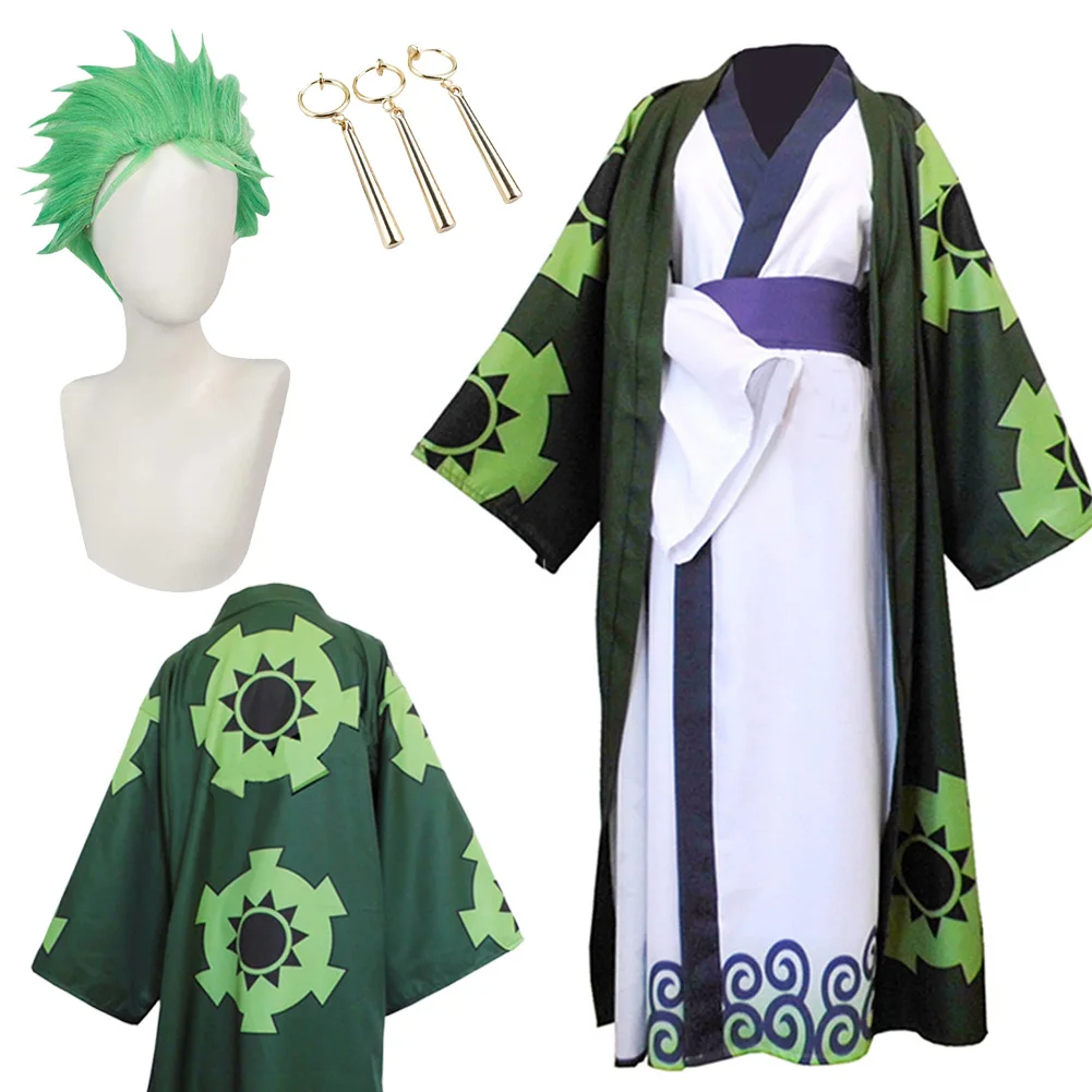 Wano Country Roronoa Of Zoro Cosplay fantasía Kimono ropa Anime disfraz de pirata disfraz Halloween hombres adultos trajes de fiesta