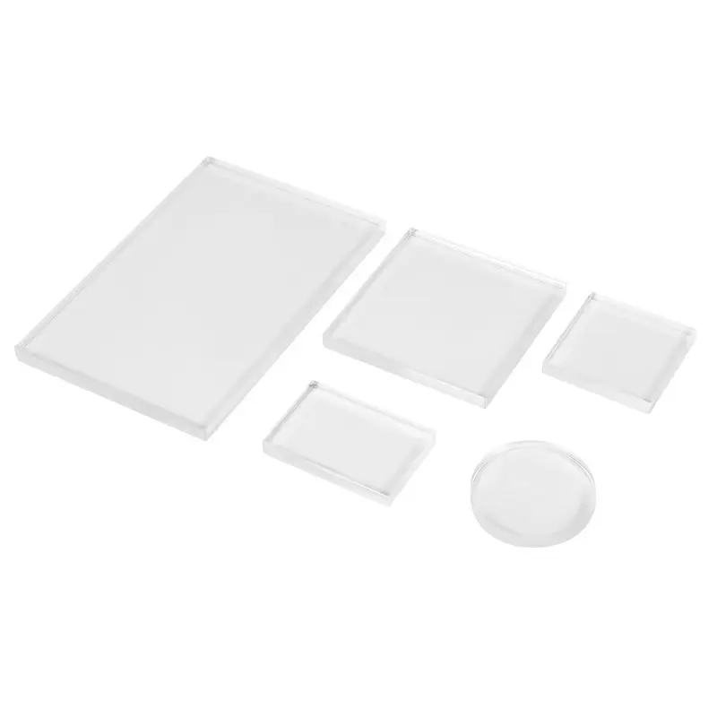 ABJI-5Pc Clear Stamp Acrylic Block Set For Transparent Acrylic Stamp Pad DIY Scrapbooking Clear Acrylic Display Riser Stands