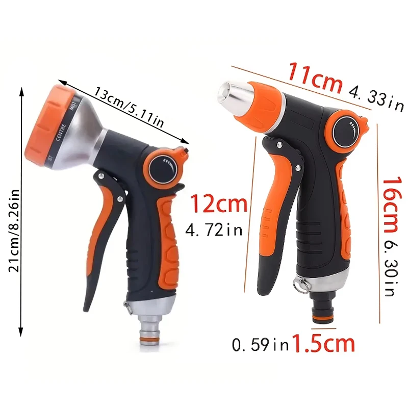 Garden Adjustable Spray Gun 8 Function Car Wash High-Pressure Spray Lawn Irrigation Water Spray, Two Models Available