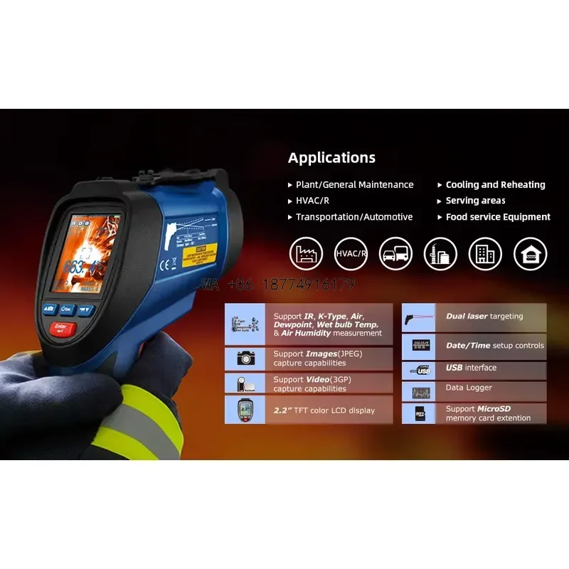 wmwmnu CEM DT-9862S Industrial Infrared Thermometer Temperature Data Logger 2.2