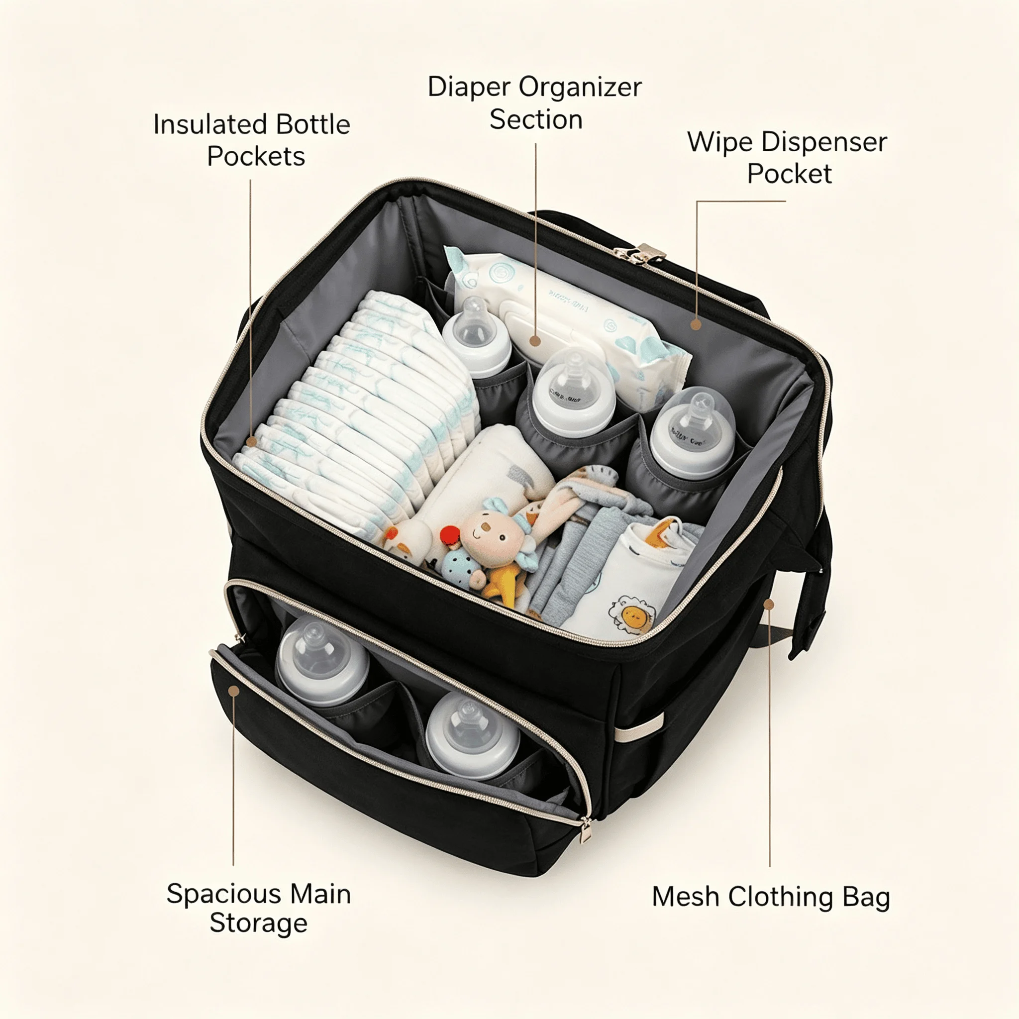 4-in-1 Baby Travel Backpack; Built in USB Port 3