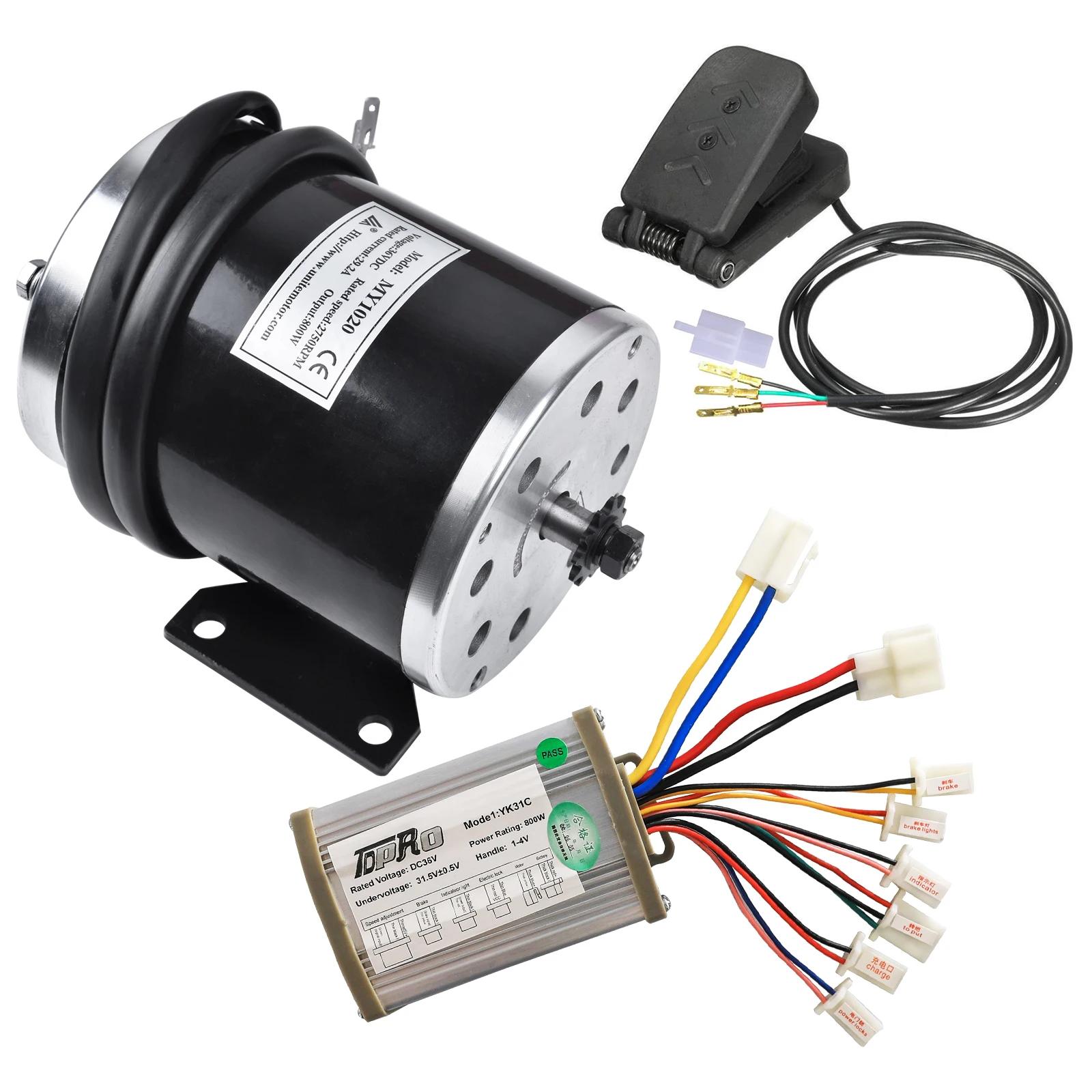 

MY1020 800W 36V 25H 11 Teeth Brushed Motor for Buggy Scooter Tricycle ATV Gokart Quad Dirt BikeRazor