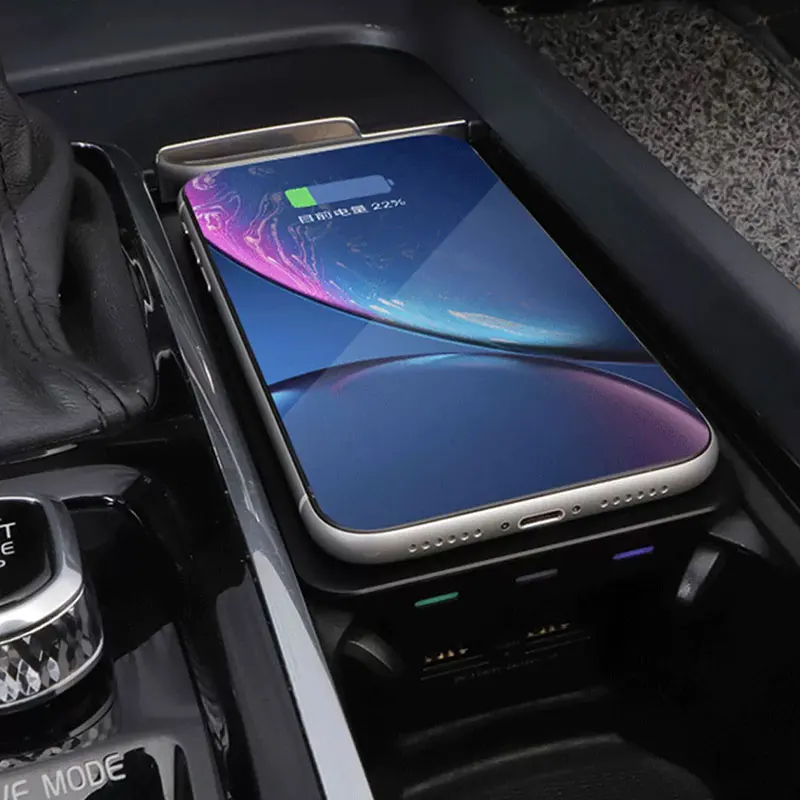 Car Wireless Charging Board For Volvo XC60 S60 V60 XC90 S90 V90 Cigarette Lighter Mobile Phone Fast Charger Car accessories