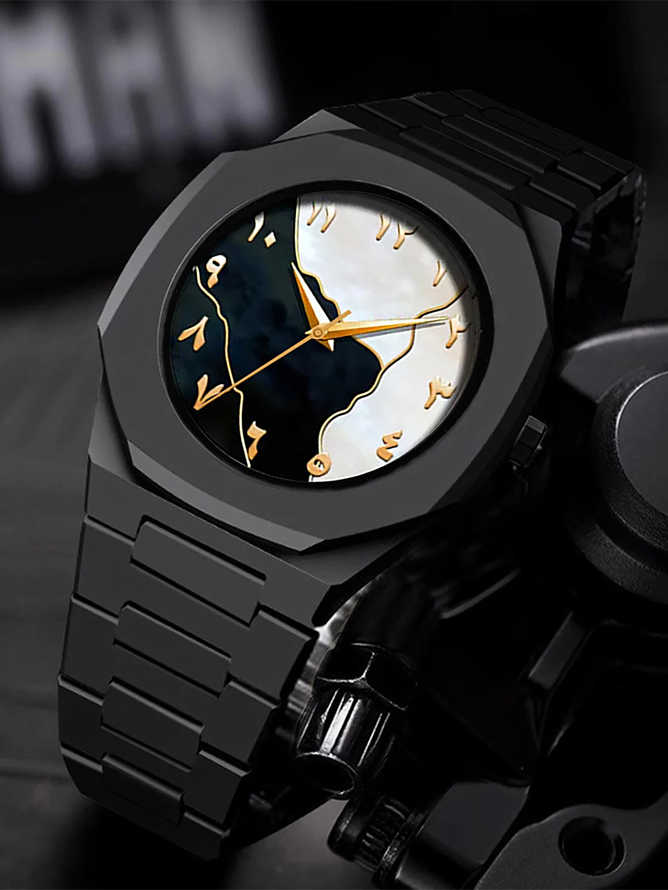Men's Quartz Watch Bracelet Necklace Ring Set Plastic Strap Suitable for Daily Wear Festival Gifts Box Not Included