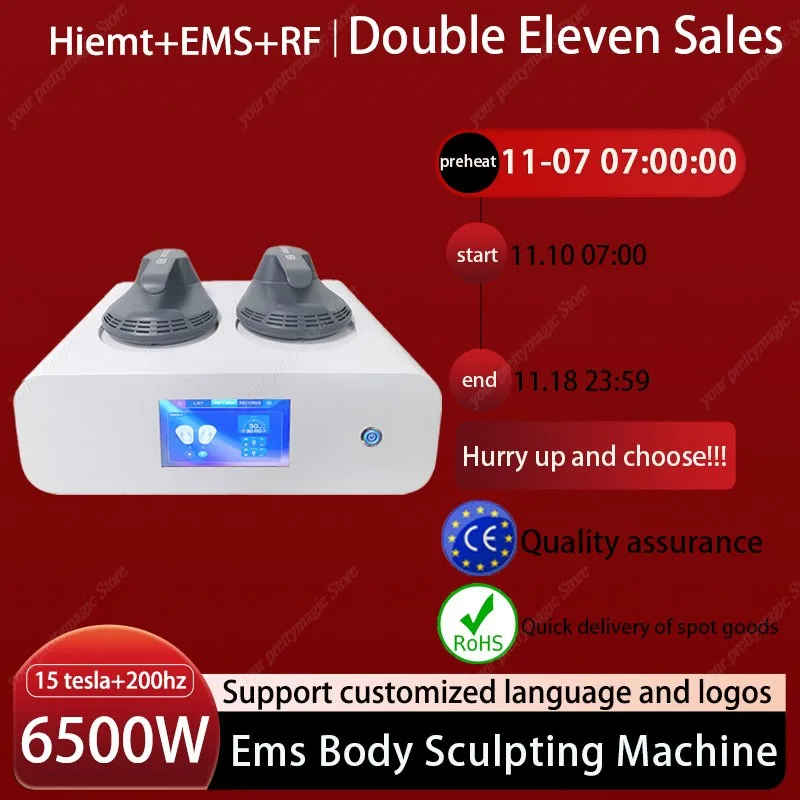 2024 EMSone NEO 6500W 15 Tesla Hiemt RF Body Contouring 200HZ HI-EMT EMS Body Sculpting Machine Fat Burning Slimming for home