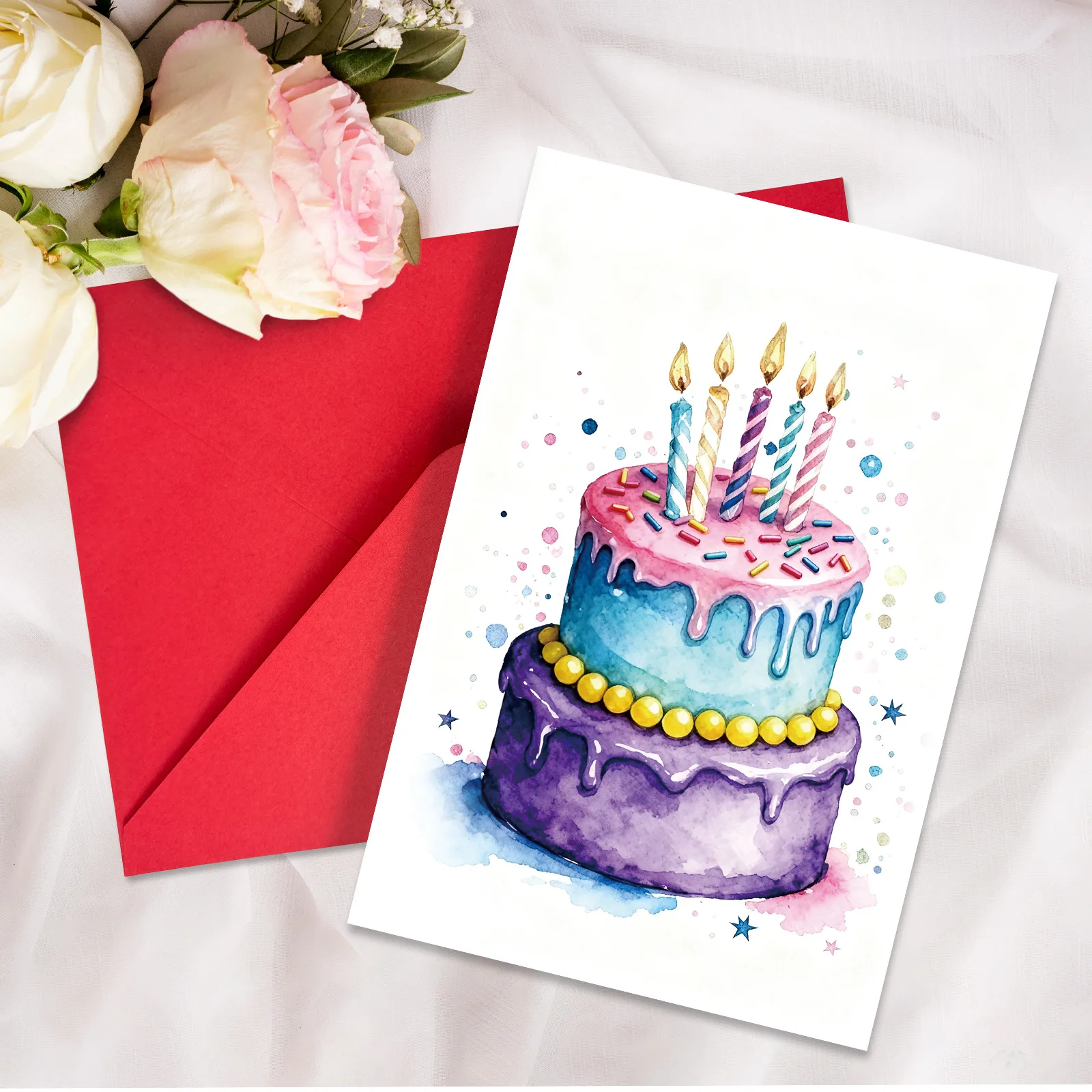 Grußkarte zum Geburtstag mit Umschlag, Kombinationsauswahl, Geburtstagswünsche, Geschenk
