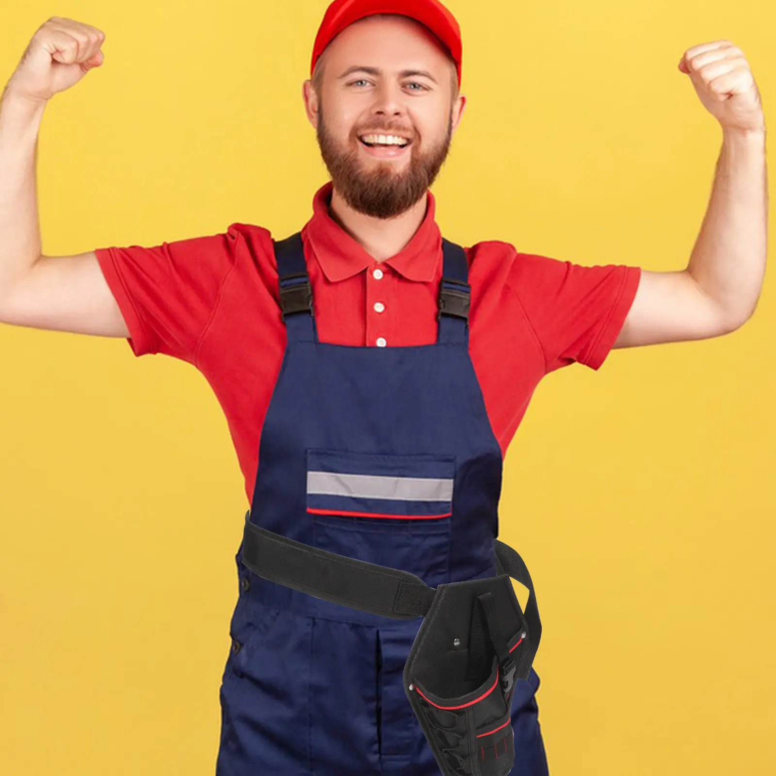Electrician Tool Waist Bag Heavy Duty Canvas Tool Pouch with Adjustable Belt Multiple Pockets for Maintenance Repair Garden