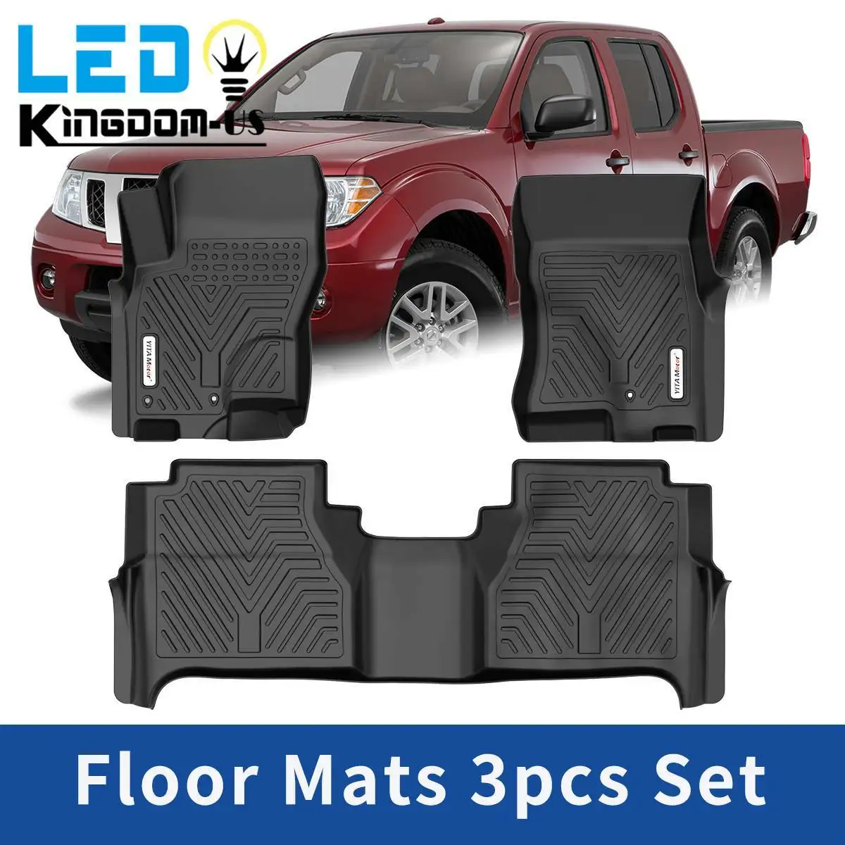 

Floor Mats for 2008-2021 Nissan Frontier Crew Cab All Weather TPE 3PCS Liner Set