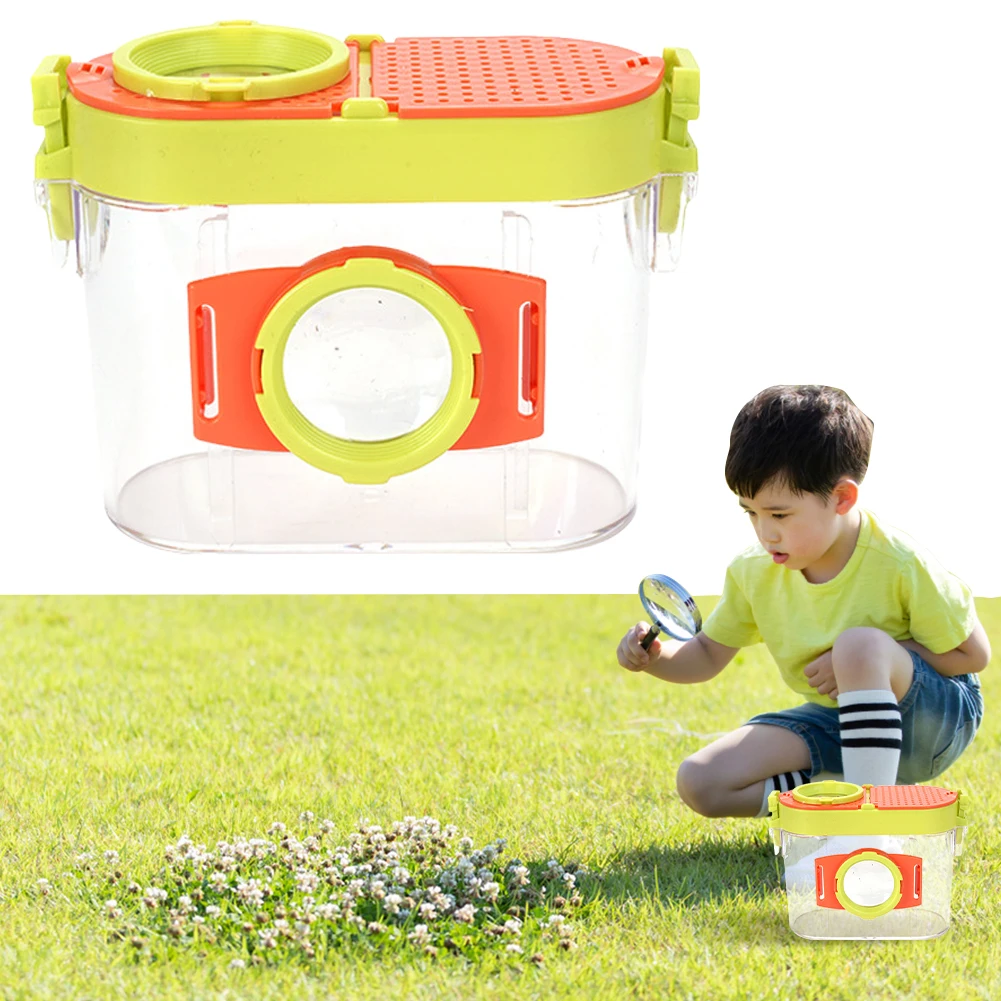 Magnifier Small Outdoor Insect Box with Tweezers Insect Collection Kit Kids Science Nature Exploration Tool