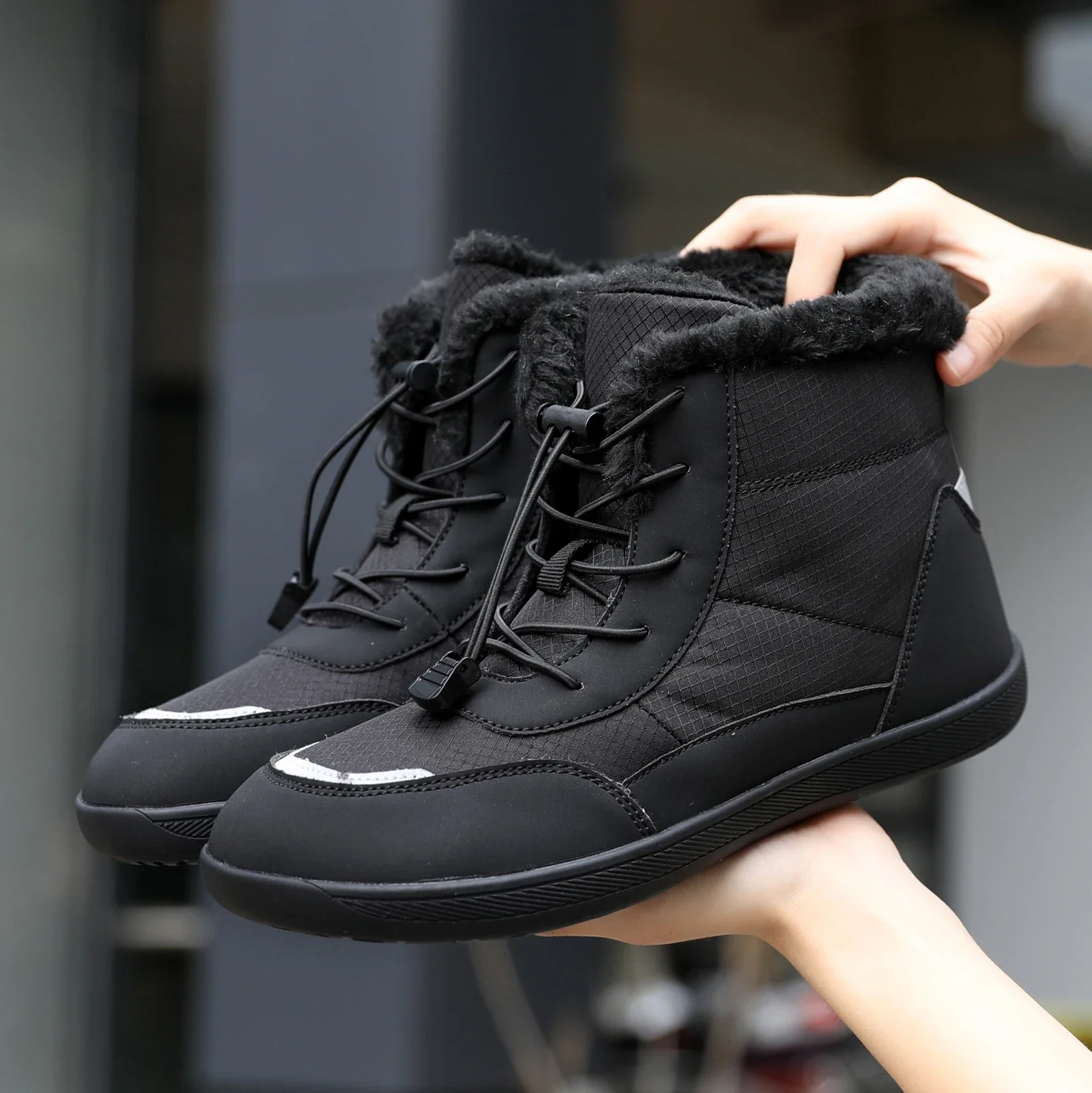 

Winter Women Boots Snow Wide Barefoot Boots For Women Shoes Plush Keep Warm Walking Female Lace Up Flats Winter Botas Mujer