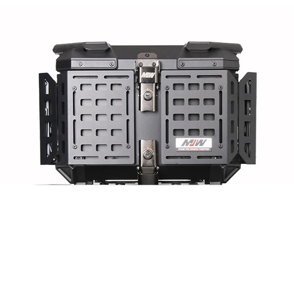 38L motorfiets topbox en zijkoffers set - multifunctionele gepantserde zwarte aluminium bagage waterdichte opbergkoffer