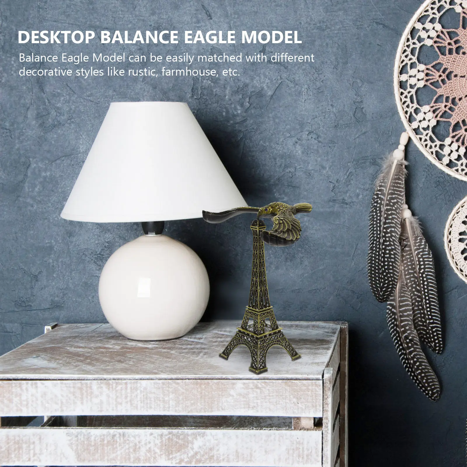 Desktop Alloy Iron Tower Balancing Bird Decorative Craft Home Office Ornament Balance Eagle Sculpture Modern Table Adornment