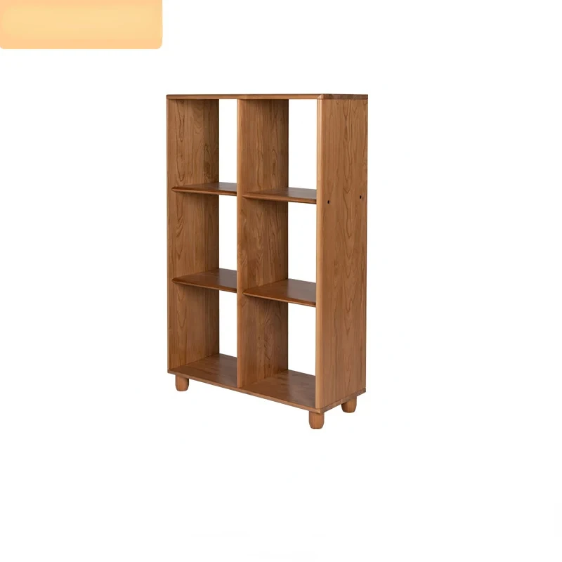 

Solid wood cherry wood bookcase display shelf floor shelf household against the wall combination multi-layer bookshelf lattice c