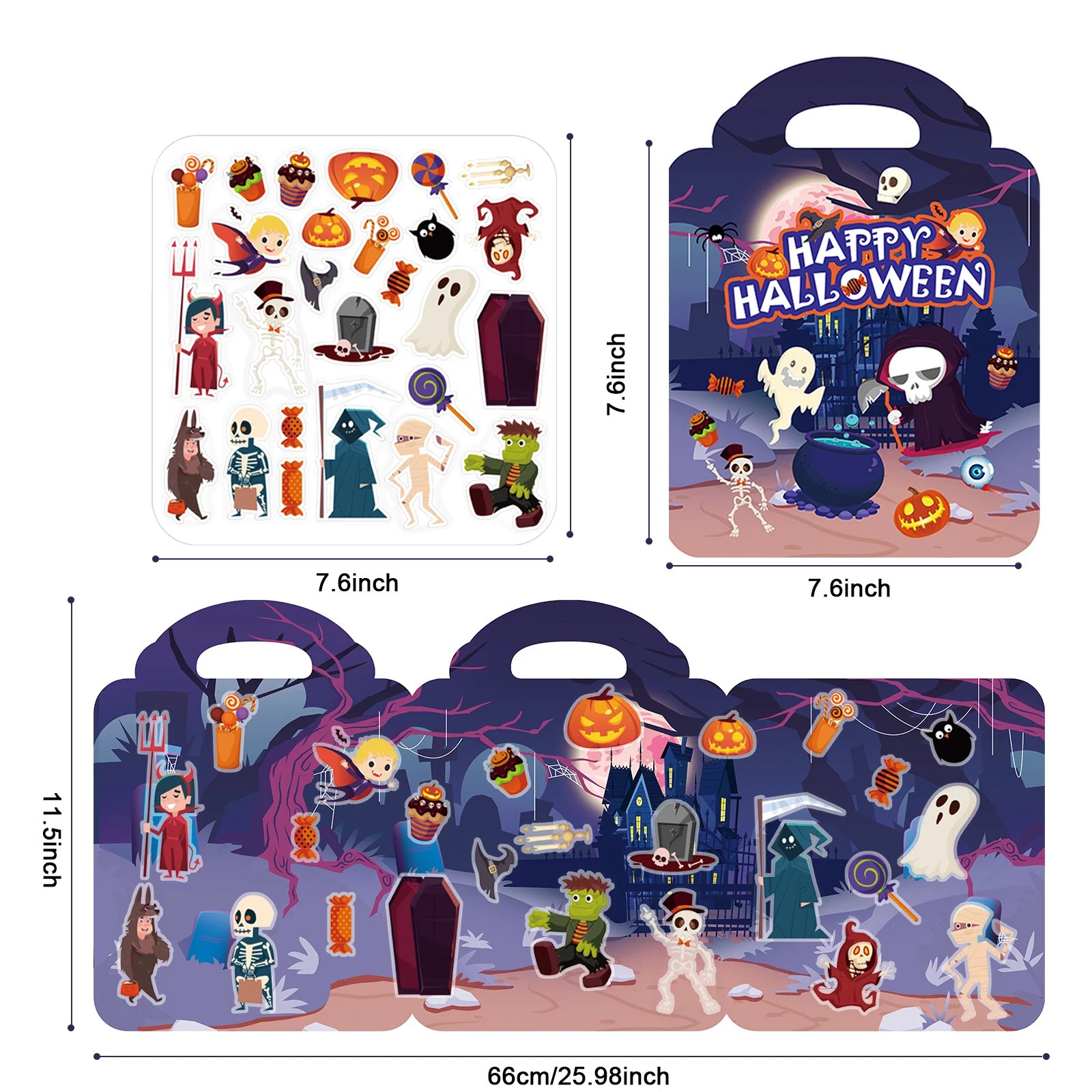 Halloween Reusable Sticker Books for Kids Age 2-4, Toddlers Sticker Toys, Sticker Activity Books for Toddlers, Learning Sticker