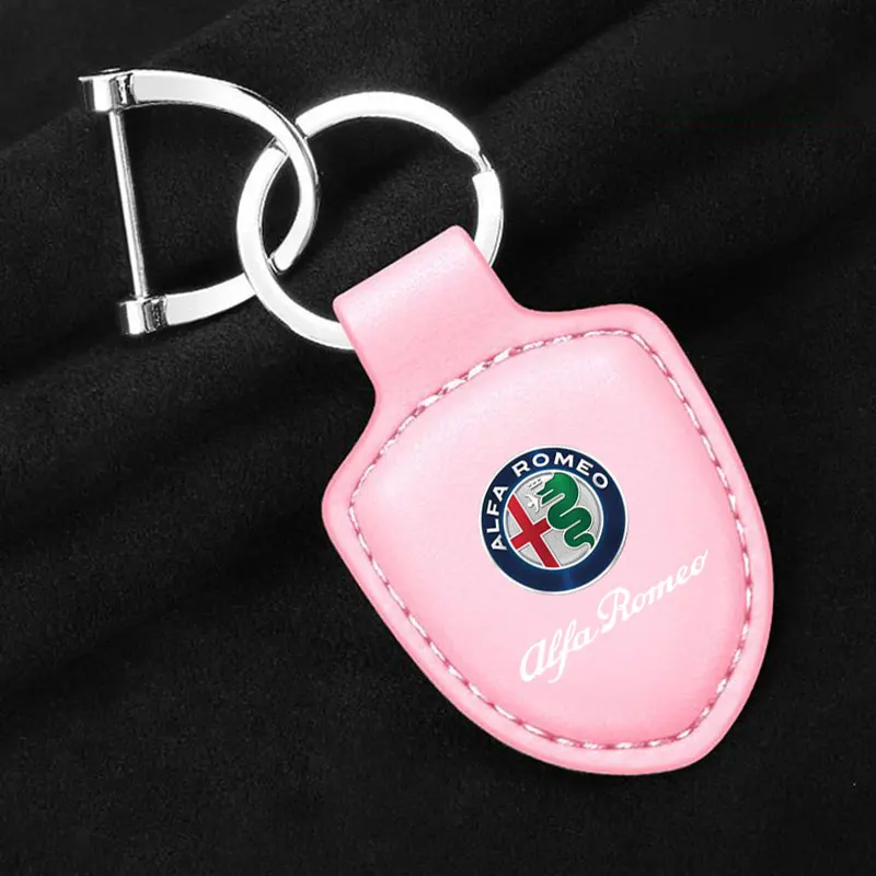 Alfa Romeo Lederen Sleutelhanger - Rode lederen uitvoering