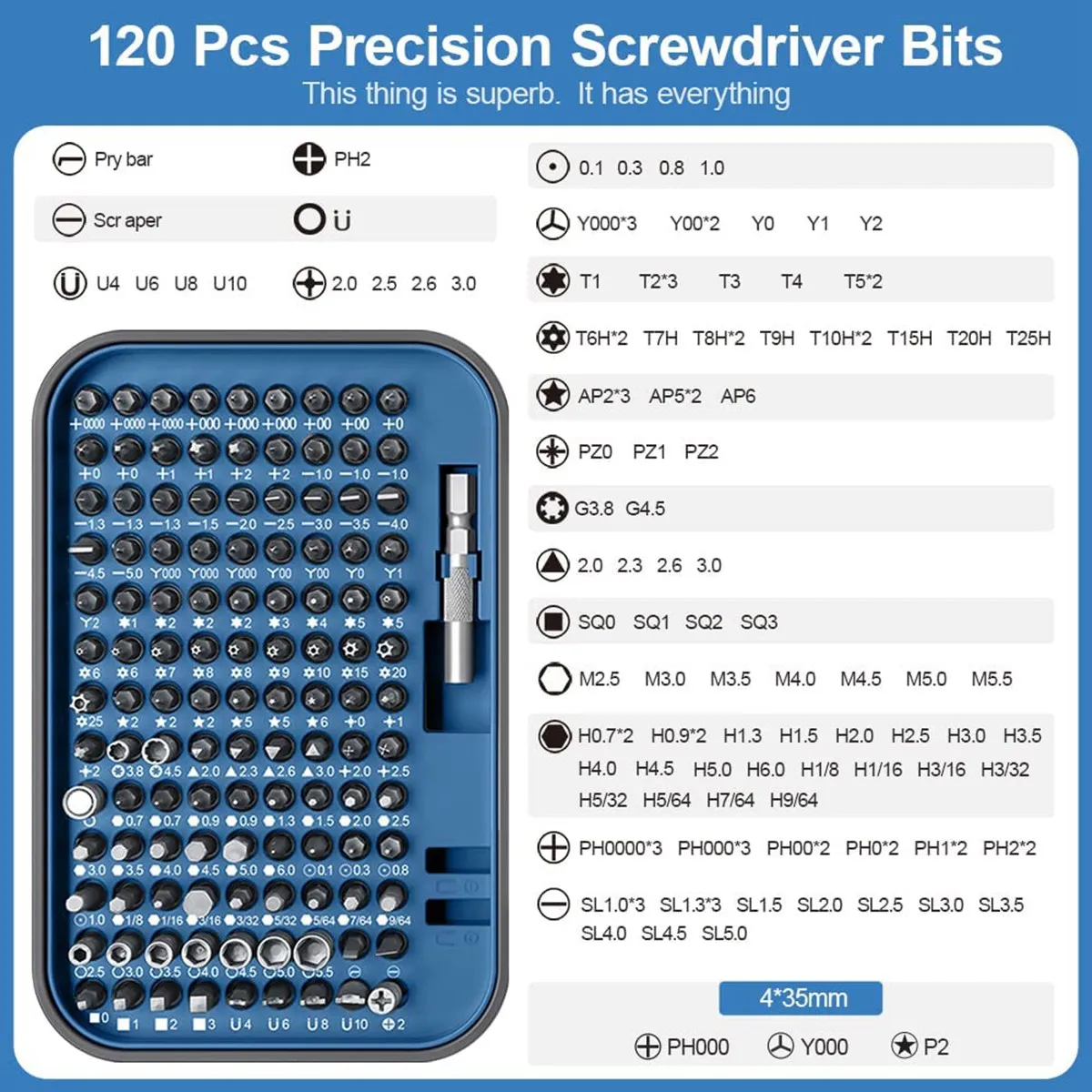 Imagem -02 - Magnetic Screwdriver Repair Tool Kit Mini Caixa Embutida 120 Bits 130 em 1