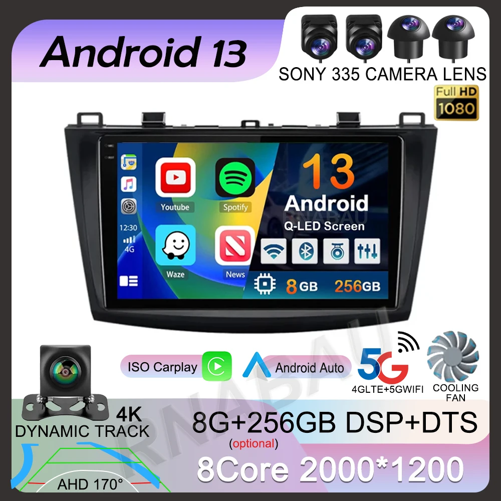 Android 13 Carplay Auto Wifi + 4G autoradio DSP per Mazda 3 2010 2011 2012 2013 lettore Video multimediale GPS 2din unità principale Stereo