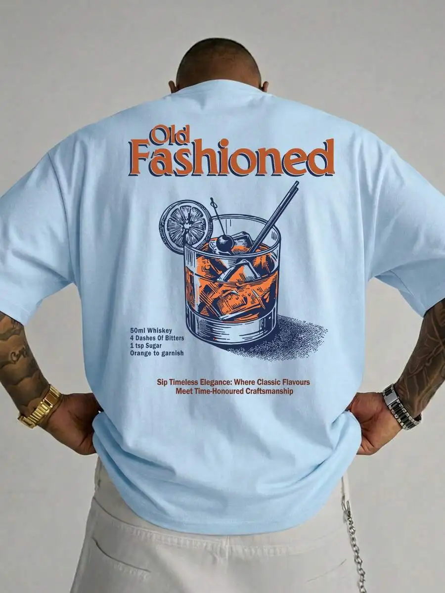 

Mens Summer Short Sleeve Crew Neck Tee With Printed Slogan, Casual Style
