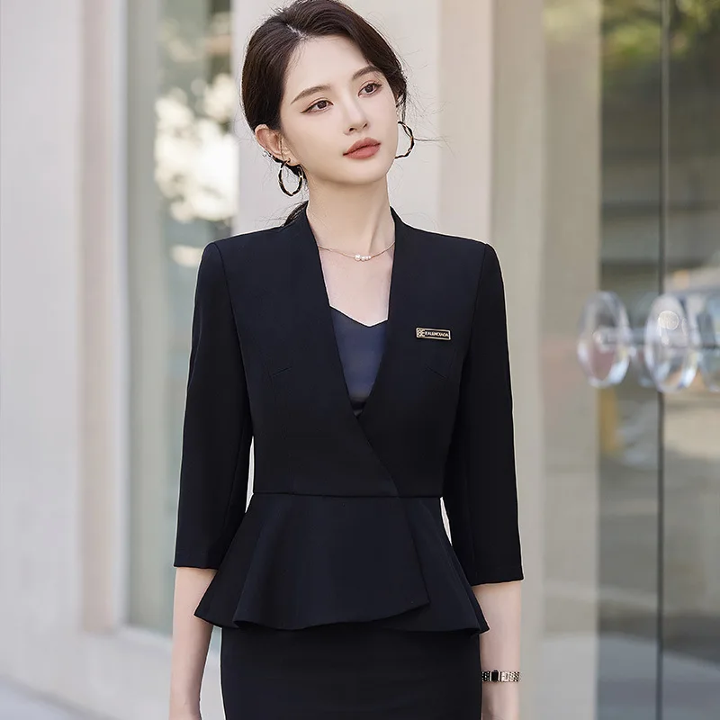 Spring and Summer 3/4 Sleeve Formal Wear Female Suit Single Layer & Thin Suit Fashion Beauty Salon Professional Work Clothes