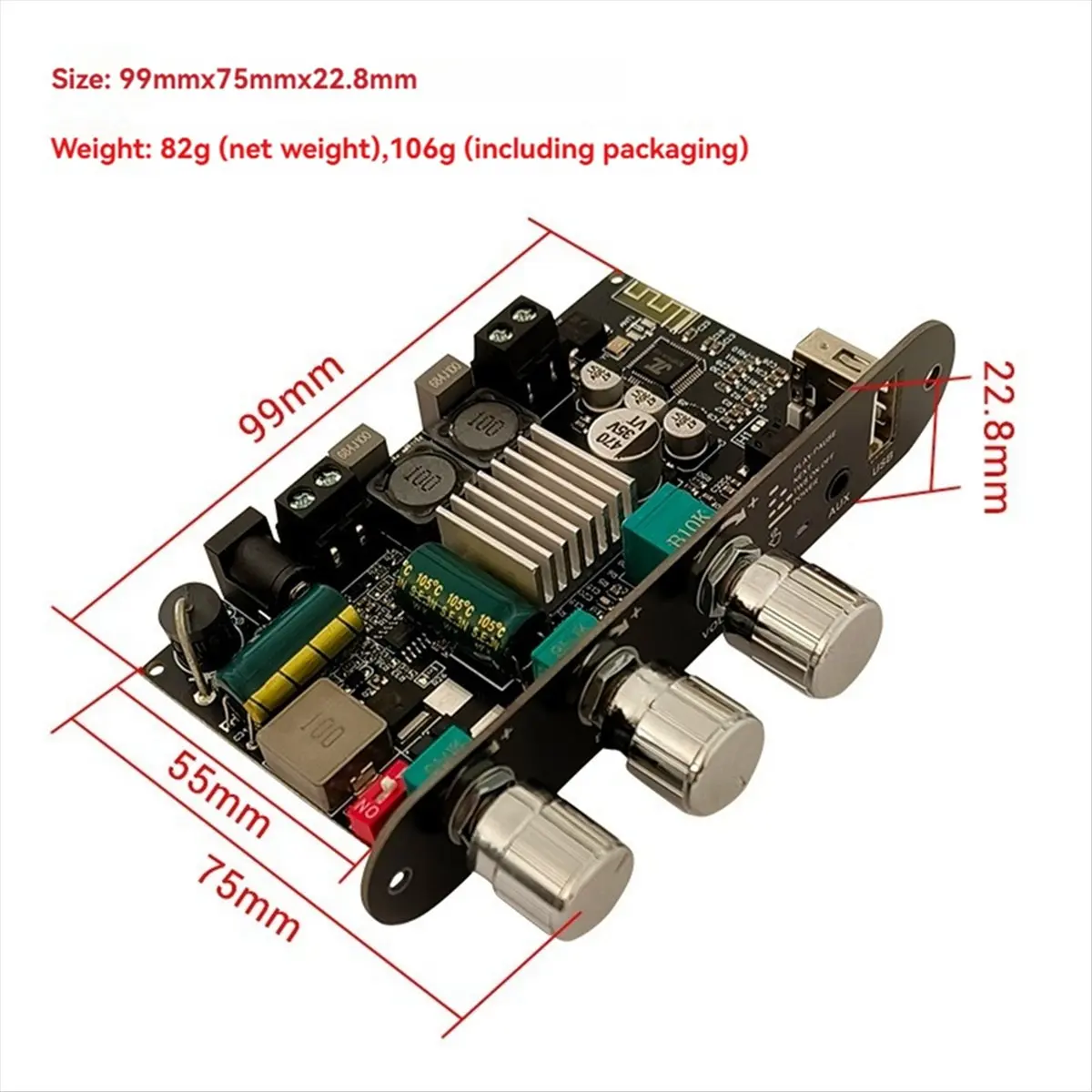 

*Great TPA3116D2 100 Вт Bluetooth аудио усилитель плата моно с усилением Hi-Bass регулировка DIY плата усилителя динамика