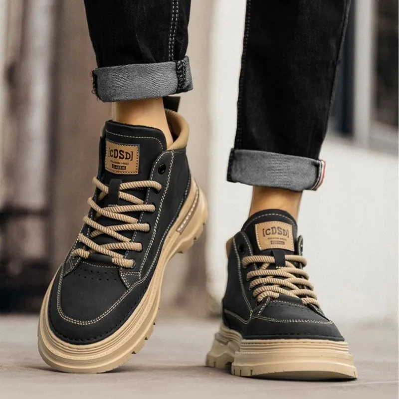 Winter New Man Shoes Classic Men Retro Ankle Boots Fashion Waterproof No-slip High-top Casual Shoe Work&Safty Boots Botas Hombre