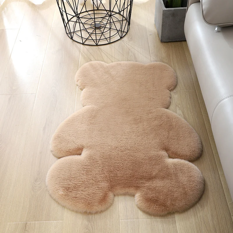 Tapis de forme irrégulière d\'ours animal de bande dessinée, salon, entrée de chambre à coucher, polymères de sol, tapis de chambre d\'enfant