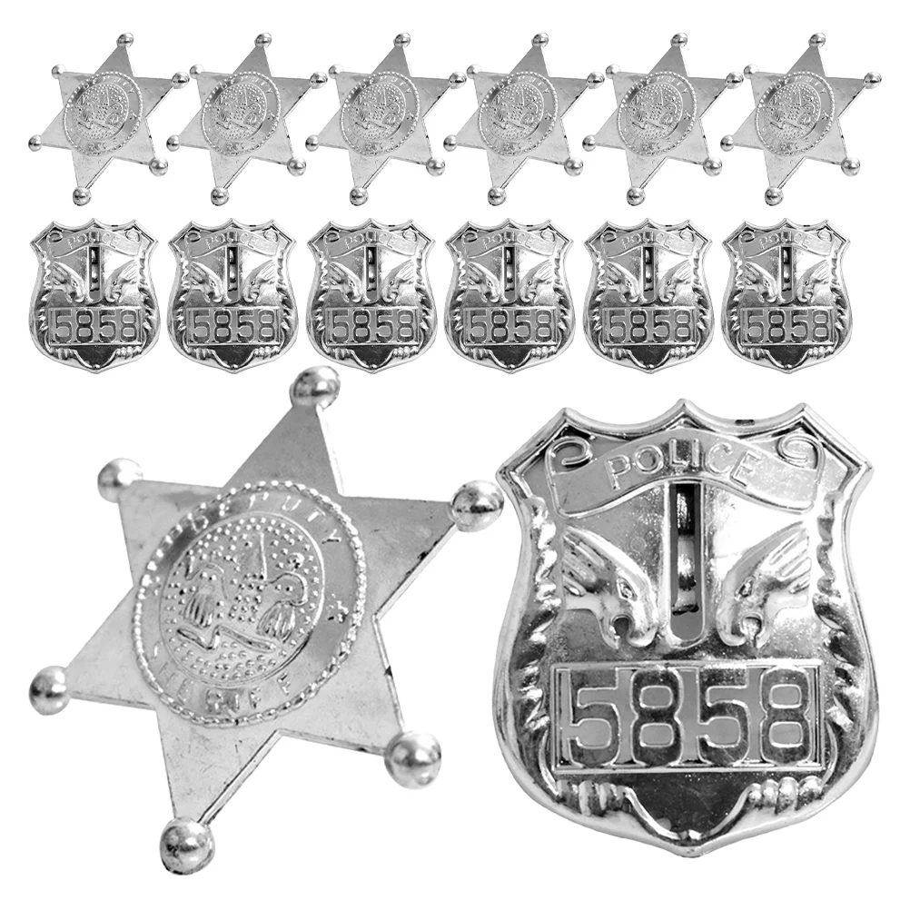 

20 Pcs Police Badge Toy Cosplay Prop Clothes Badges Accessories Pin Party Supplies Plastic Small