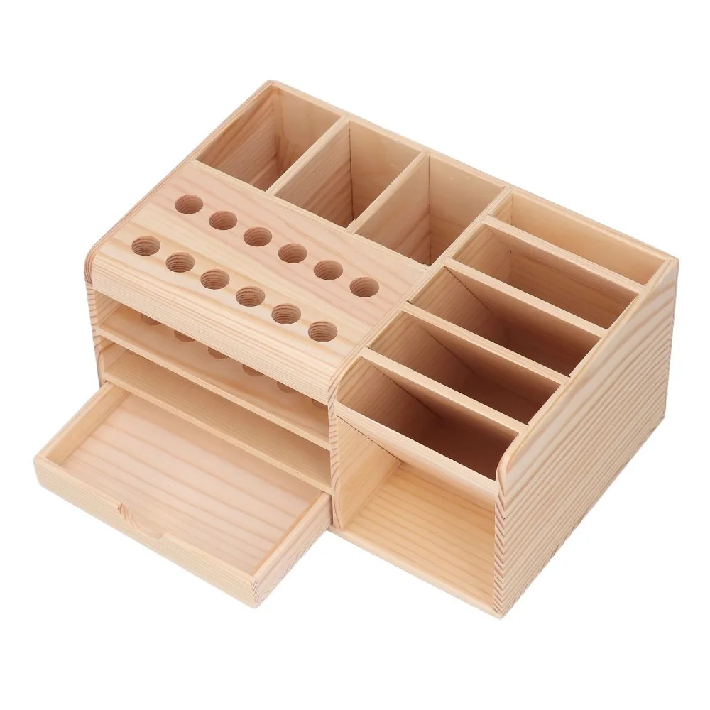 Wood Storage Rack Freestanding Rack Countertop Wooden Organizer Tool Parts Box Space Saving Stable Desktop Storage Box