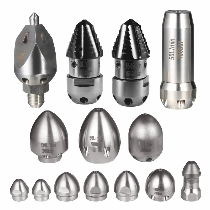 

High-pressure Dredging Truck Nozzles for Municipal Pipeline Cleaning, Rotating Water Rat Head Cleaning Nozzles for Vacuum Trucks