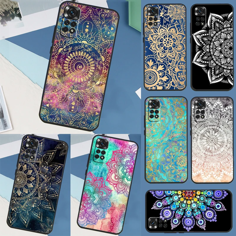 Elegant Mandala Floral Design Phone Case For Xiaomi Redmi Note 11 10 9 8 12 Pro Turbo 9S 10S 11S 12S 9A 9C 10C 12C Cover