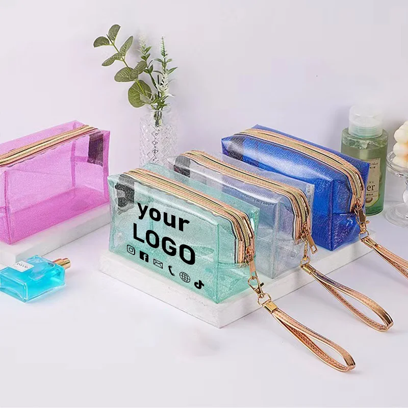 20 color transparent cosmetic bag pvc transparent stationery bag waterproof storage bag gift bag printing logo