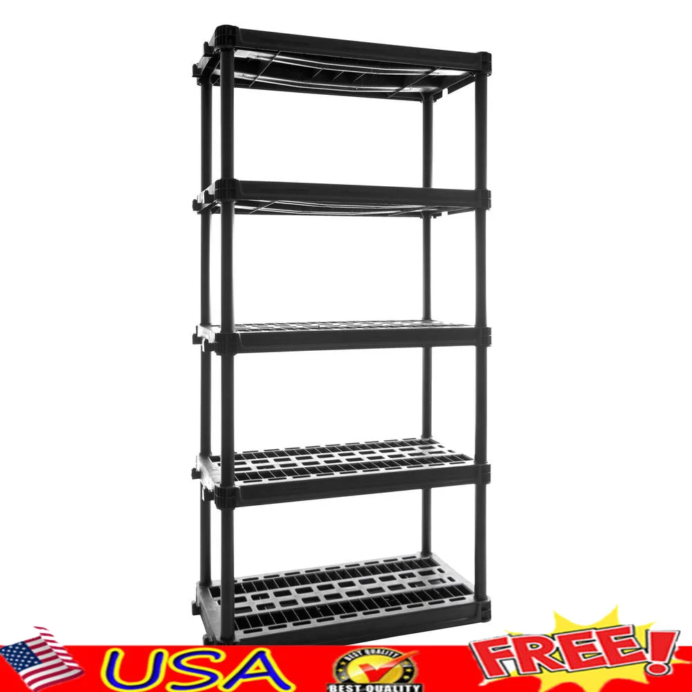 

Heavy Duty Plastic Storage Shelves 5 Tier Shelving Unit 750lb Capacity Organize Home Garage Tools Equipment Hobby Supplies