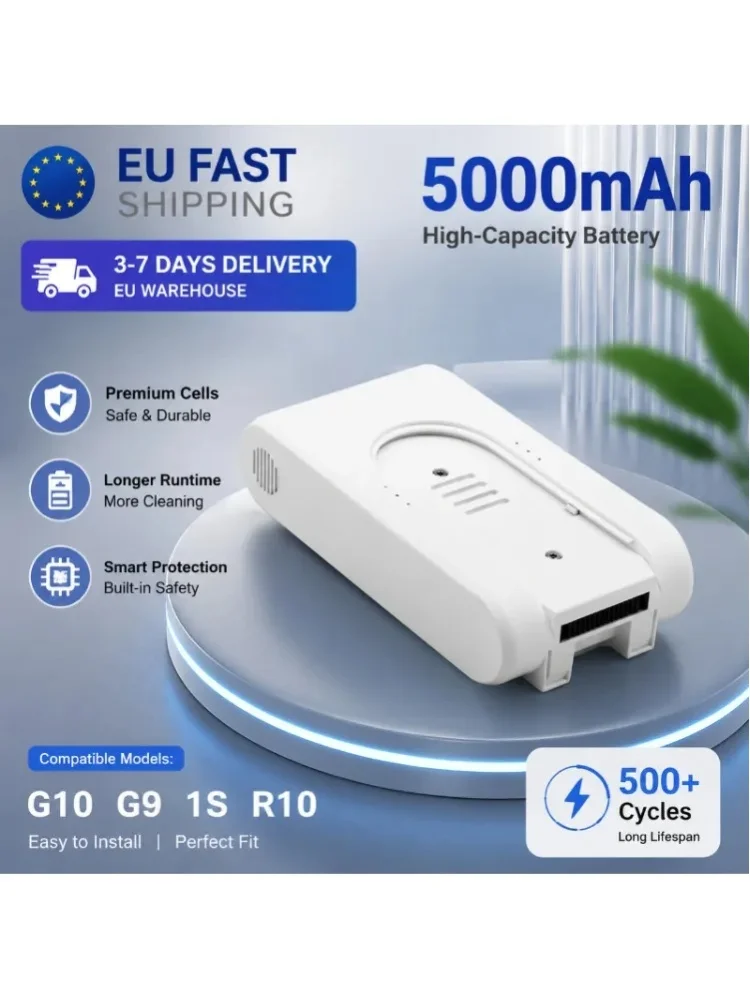 25,2V 5000mAh Hochleistungsakku für Xiaomi Mijia Dreame G9 G10 T10 R10 Staubsauger Ersatz-Li-Ionen-Akku EU-Lager Schnelle Lieferung